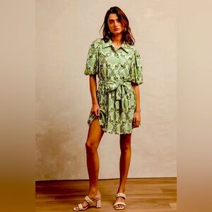 NWT BiBi Tied Floral Short Sleeve Mini Shirt Dress